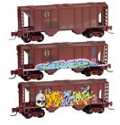 99405100 Hopper Covered Atsf 3 Micro Pk "weathered Trains "