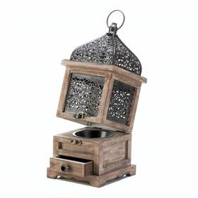 Accent Plus 10018058 Large Flip-top Wooden Lantern