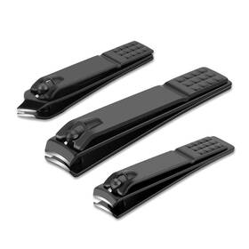 B08tm125rr Adulahi Black Matte Stainless Steel 3-pc Nail Clipper Set Fingernail And Thick Toenail