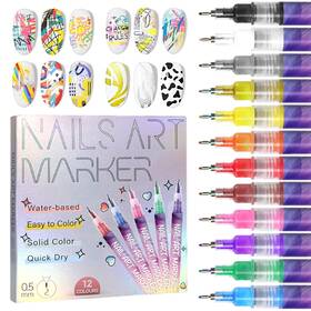 B0dc42rq4n Aokeleon 12 Colors 3d Nail Art Pens Set Polish Graffiti Dotting Diy Manicure
