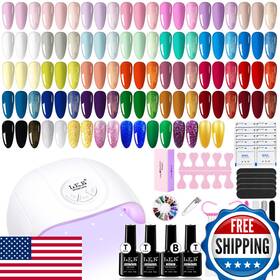 Arcweisso B0fcfr85qm Gel Nail Polish Kit Uv Light 36 Colors Set Base And