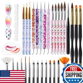 Artdone B0f64s2wgm Nail Dotting Tools 32pcs Double-ended Art Brushes Kit Gel
