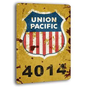 Bayabu Kenabay016 Union Pacific Railway Logo Train Railroad Rustic 8 X 12 Inches Retro