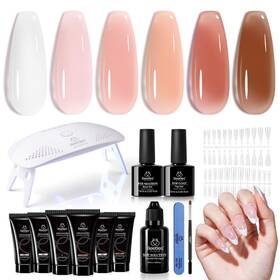Beetles Gel Polish B0b1vfj6rz Poly Nail Kit - 6 Colors Jelly Nude Extension With Slip Solution