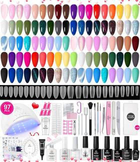B0ch39s1sv Beetles Gel Polish 97pcs Nail Kit With Uv Light 45 Colors Travel And Holiday Re