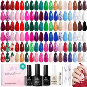 B0d12wvpjt Beetles Gel Polish 44pc Nail Kit Uv Led Soak-off Base Top Coat Burgundy Gold