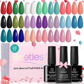 B0d2mg7ffl Beetles Gel Polish 23pc Nail Kit - 20 Colors Pink Green Blue Uv Led Soak Off
