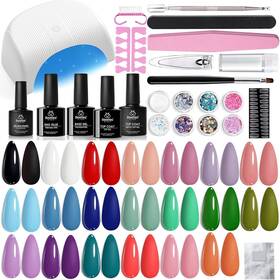 Beetles Gel Polish B0dk74j2dr Nail Kit With U V Light - 34pcs Set 20 Colors Colo