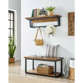 Ancm042474 Bolton Furniture Claremont 40-inch L Rustic Wood Coat Hook And Bench Set