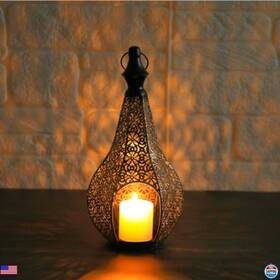 Mlg-1003-14 Brand Degruand 11.6 Inch Gold Moroccan Lantern Lamp - Elegant Candle Holder For Ramadan And Outdoors