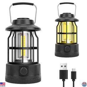 Caml-jdb175-bk Brand Jamisay Camping Lantern Rechargeable Usb Powered Stepless Dimmer Metal Retro