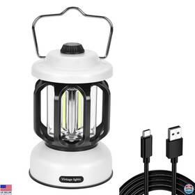 Cl-rby603-w Brand Loftolmea Rechargeable Camping Lantern - 360 Dimmable Vintage Light Retro Hanging Lamp