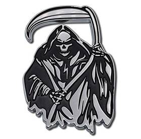Elektroplate 617353576955 Metalhead Grim Reaper Chrome Metal Auto Emblem