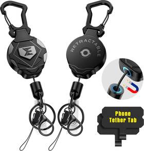 Kmc-2  Elv Retractable Keychain With Magnetic Closure And Carabiner Id Badge Holder