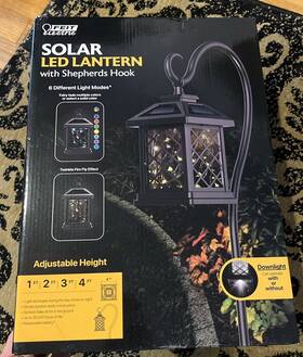 Lan4sq Feit Electric Co Lan4sq/fy/sol Black Metal 12 Inch H Square Coach Lantern Solar Garden Stake - Cas