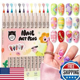 Gellaktik B0fc2nfmlg 12 Color Nail Art Pens 3d Polish Set 0.7mm Quick-drying