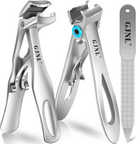 Gjnl B0cnrmf2h8 Heavy Duty Angled Toenail Clippers For Thick Nails 3-pack - Senior And Men