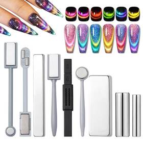 Jerclity B0d8vtwqhb 9 Pieces Cat Eye Magnet For Nails Double-head Multi-function Squ