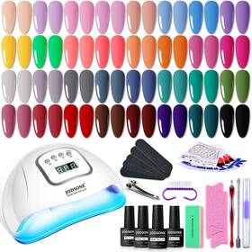 B0b2l8v3kw Jodsone 32-color Gel Nail Polish Kit With Uv Light Base Top And Glitter Coat