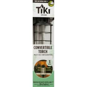 1120096 Lamplight Farms Tiki Metal Lantern Outdoor Torch Converts To 3 Sizes With Clear Glass Fuel Vessel