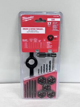 49-22-5600 Milwaukee Tools Heavy Duty Sae Tap And Die Set - 17 Pc -new