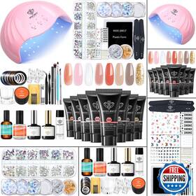 Modelones B0b1vfnx8f Poly Nail Gel Kit 48w U V/led Lamp 8 Fall Colors Clear Orange Pink