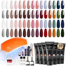 B0c6f8k4jl Modelones Hand To Toe Poly Nail Gel Kit 30 Colors Earth Tones Uv Lamp Builder