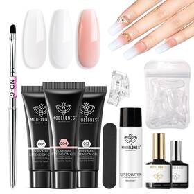 B0d1kgjjst Modelones Poly Gel Nail Kit 3 Colors Clear White Apricot With Slip Solution