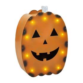 40320088p Mud Pie Tin Pumpkin Lantern Orange 11.75 Inch X 8