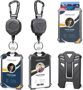 2024.03.12.001 Nobrand Badge Holder Retractable Clip Heavy Duty Carabiner Reel Keychain With