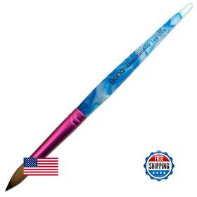 B01n8vfpww Pana Pure Kolinsky Acrylic Nail Brush Round Pink Ferrule White Swirl Size 14