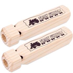 Hpop0597 Poplay 2pcs Wooden Train Whistles Toy Wood 4 Tone 7.3 Inch Whistl