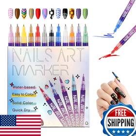 Protectmeter B0g4zvjksx Nail Art Pens 12 Colors 0.5mm Fine Tip Water-based Quick-dry