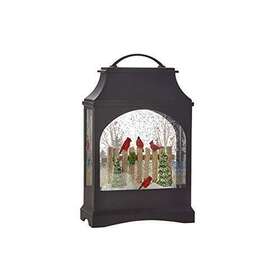 4116304 Raz Imports Red Cardinals On Fence Lighted Water Lantern Figurine 11 Inch