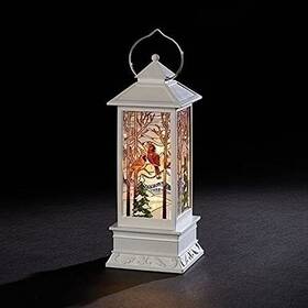 160169 Roman Inc Cardinal Stained Glass Look Plastic Battery Operated Christmas Lantern 11 Inch