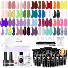 Rosalind B0dt19b3hy Coloful Poly Nail Gel Kit -34 Colors Neon Accessories Clear Nude