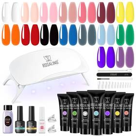 Rosalind B0dt1brtgt 16 Colors Poly Nail Gel Kit With Mini Lamp - Clear Neon Starter For