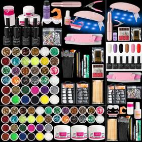 B08fy93px3 Sunbelee Professional Acrylic Nail Kit With Uv Light Gel Polish Drill Art Tips And Decor