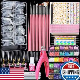 B0b6mzht52 Teenitor Acrylic Fake Nails Kit Press On Nail Supplies Clear Coffin Tips