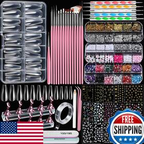 B0fy4zcgd9 Teenitor Acrylic Nail Kit Clear Coffin Tips Charms And Gems