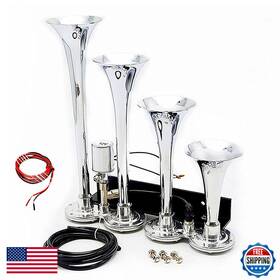 Viping B087c4zxt6 Four Tube Silver Car Horn - Electromagnetic Electric Solenoid