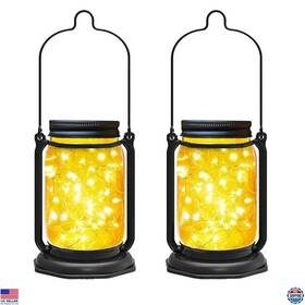 Jar-2 Visit The Aikeve Store Solar Mason Jar Lights - 2 Pack Of 30 Led Fairy String Lanterns For Outdoors