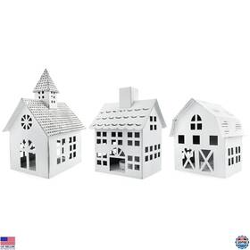 Visit The Auldhome Design Store Sh 2001 Farmhouse Christmas Village Set #2 - Church Barn And School 3-piece