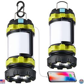 Kj-1296 Visit The Bobkid Store 2-pack Led Camping Lanterns - 1000lm Rechargeable 4000mah Power Bank Ipx5