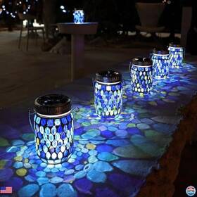 Tpms-l-lb-dz-4g Visit The Cooo Store 4-pack Outdoor Mosaic Lanterns - Waterproof Larger Solar Panel Rust-proof