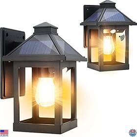 Xhy-2203 Visit The Cyhkee Store 2-pack Solar Wall Lanterns - 3 Modes Motion Sensor Led Sconce Ip65 Waterproof