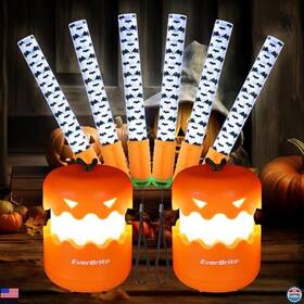 E007096ae Visit The Everbrite Store Halloween Pumpkin Lantern And Bat Glow Stick Set Collapsible Jack O
