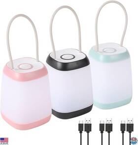 Ly-3kuan Visit The Hilngav Store 3 Pack Led Camping Lanterns Rechargeable Night Light Modes Pink Black Green