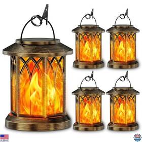 Dl-002 Visit The Kooper Store 4-pack Waterproof Solar Lanterns - Flickering Flame Auto On/off Bronze