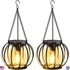 Tll005 Visit The Kooper Store Waterproof Solar Lanterns - 2 Pack Metal Hanging Lights With Auto On/off